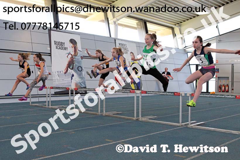 Girls 60 metres hurdles, NECAA Championships and Open Indoor Pentathlon, Gateshead College Academy of Sport. Photo: David T. Hewitson/Sports for All Pics